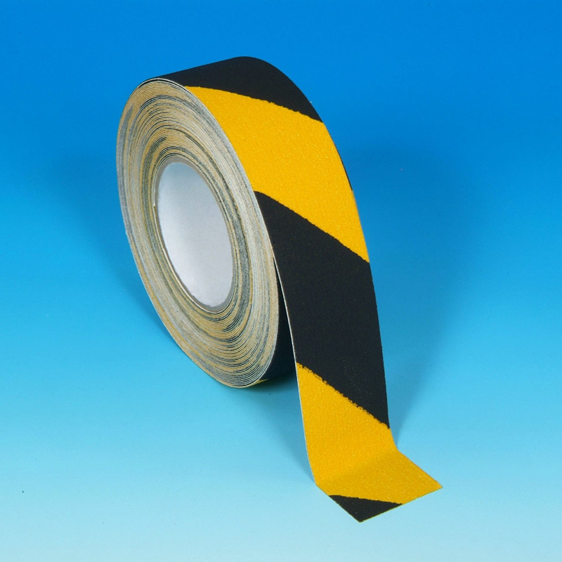 Adhésif antidérapant ECO jaune et noir 50 mm x 18,3 m - Signalisation de  Danger